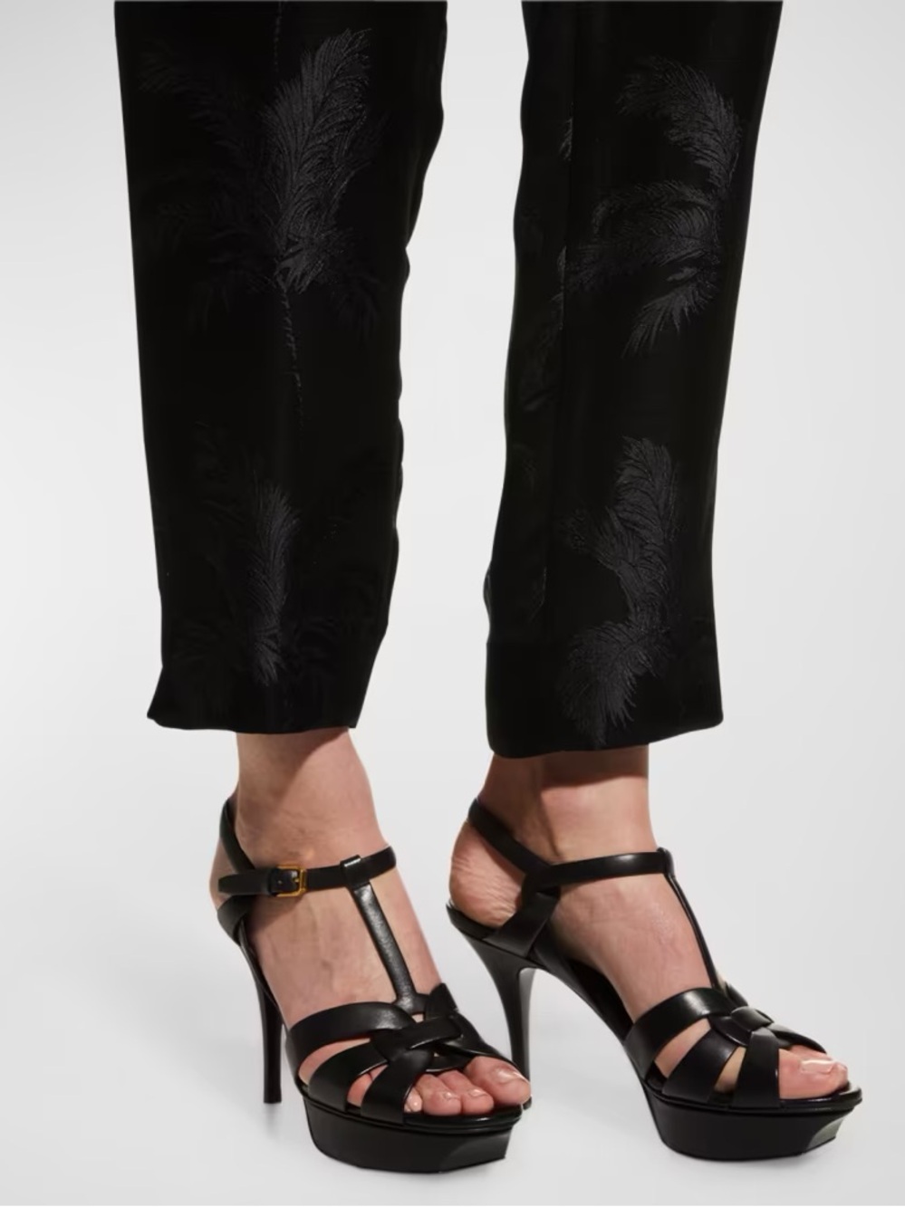 Saint Laurent Tribute Leather Platform Sandals
